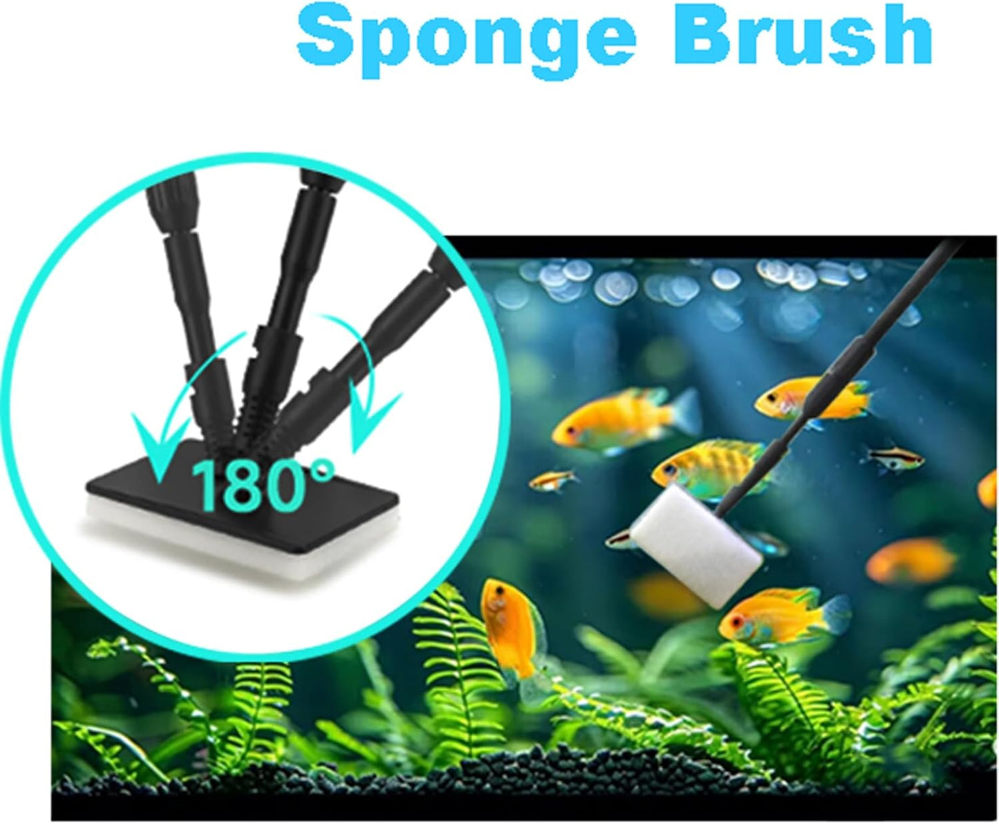Carefree Fish 4IN1 Aquarium Cleaning Tools Long Handle Adjustable Leng