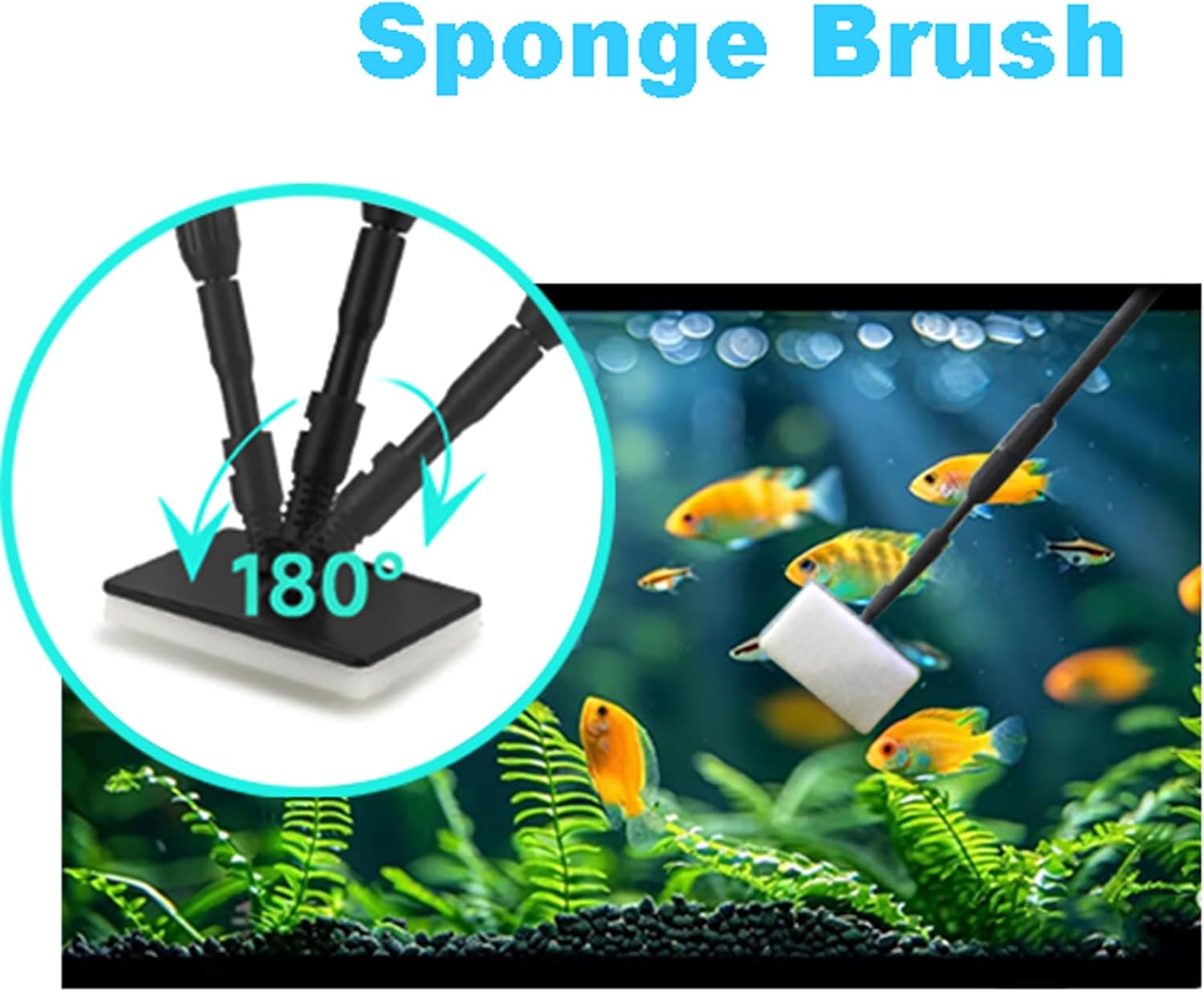 Carefree Fish 4IN1 Aquarium Cleaning Tools Long Handle Adjustable Leng