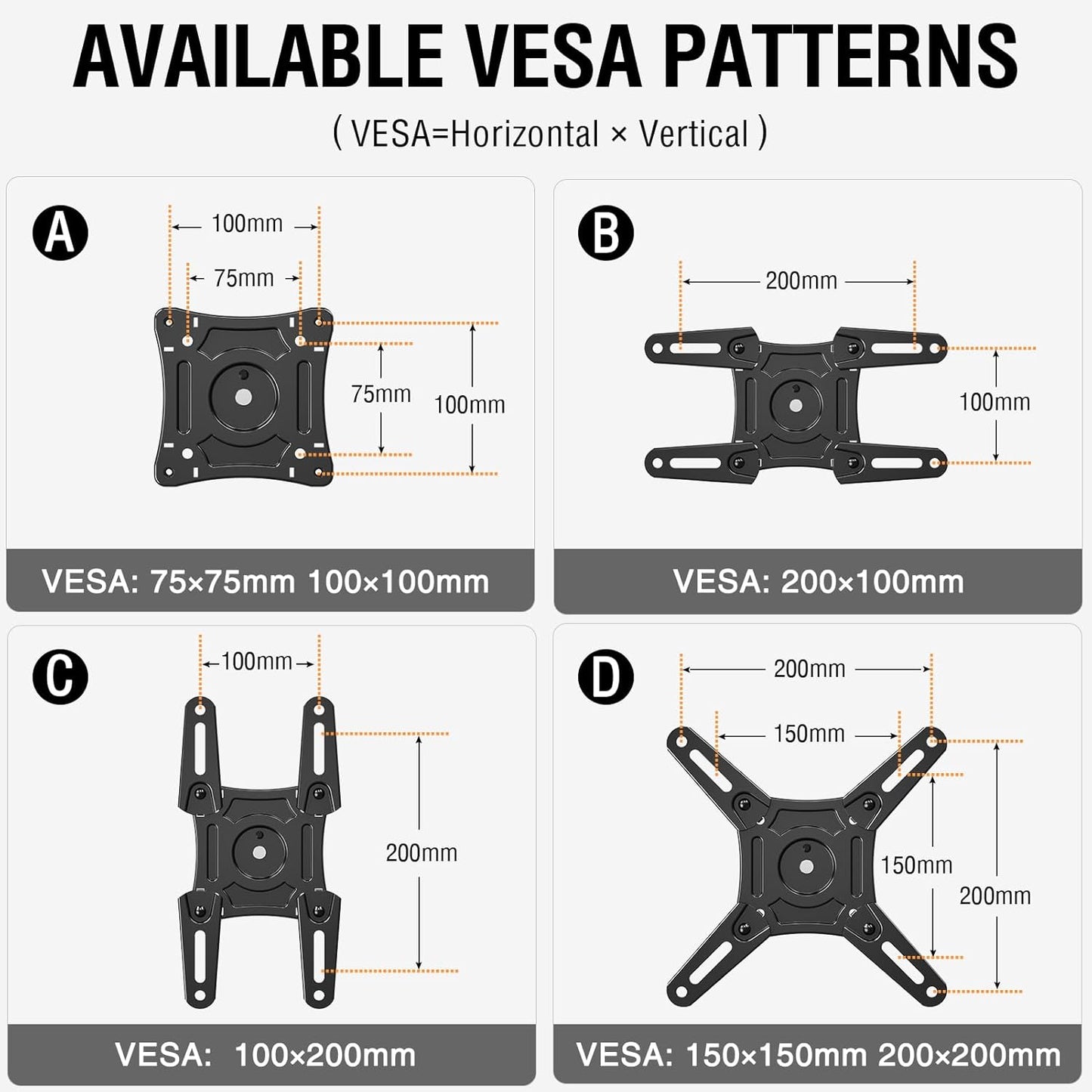 ELIVED Full Motion TV Monitor Wall Mount for Most 14-42 Inch LED LCD F