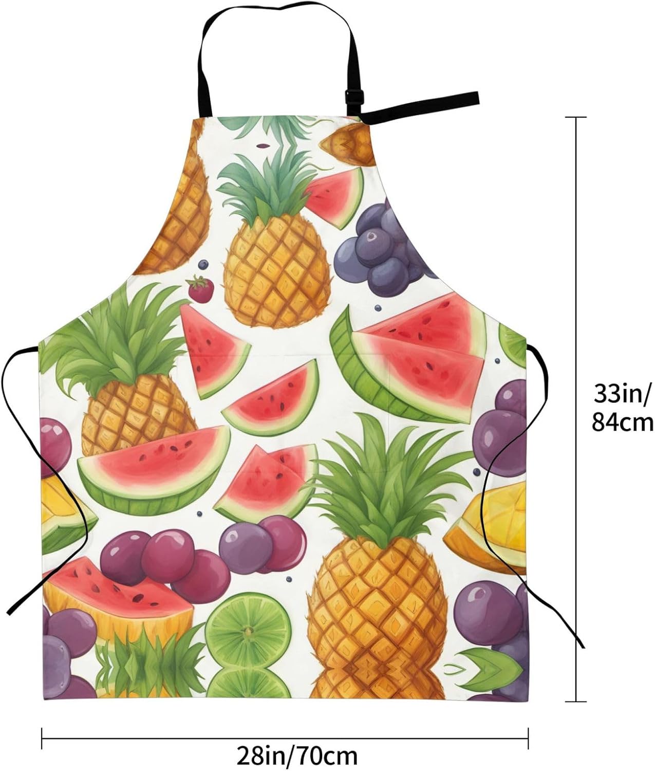 Fresh Juicy Fruits Pineapple Berries Grape Orange print Waterproof chef's apron with pocket apron for kitchen cooking baking barbecue and gardening
