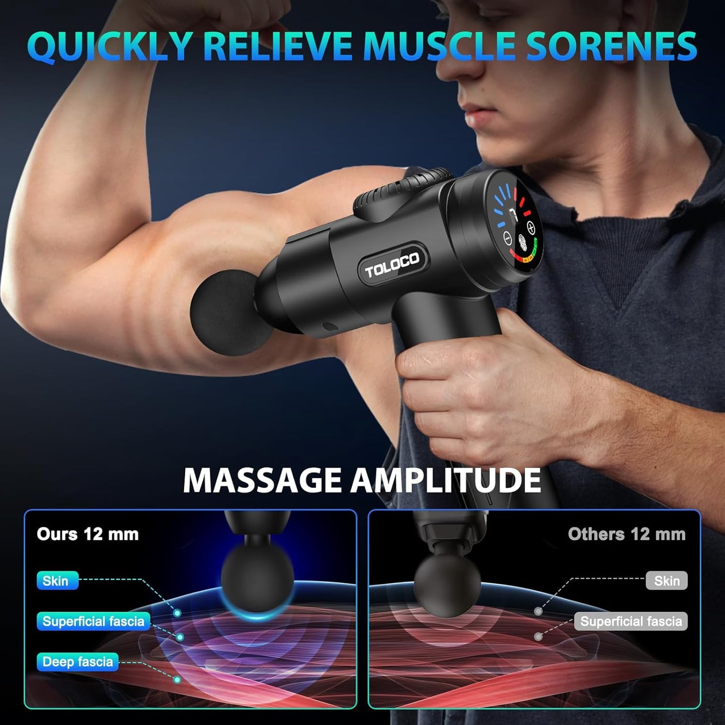 TOLOCO Massage Gun, Deep Tissue Back Massage for Athletes for Pain Rel
