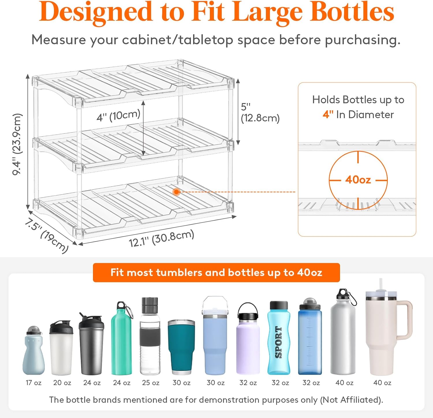 Lifewit Stackable Bottle Storage Organizer, Clear Freestanding Wine Ho