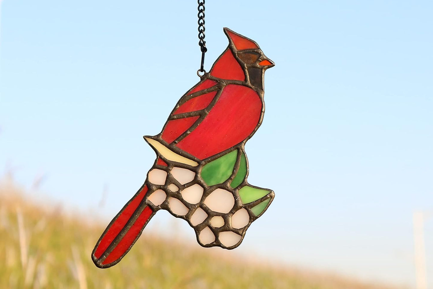 BOXCASA Cardinal Bird Gifts Stained Glass Window Hanging,Red Birds Cardinals Decor Suncatcher for Window,Cardinal Memorial Gift for Loss of Loved One,Cardinals Gifts for Women Mom Grandma Nana