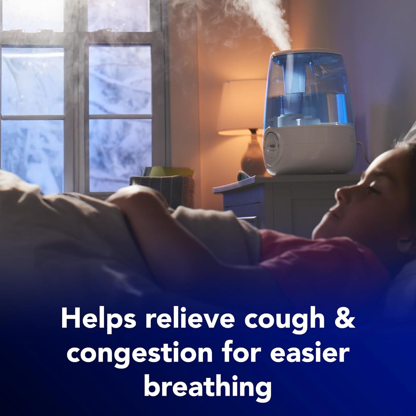 Vicks Filter-Free Ultrasonic Humidifier, Recommended by Pediatricians*, 1.2 Gal Ultrasonic Cool Mist Humidifiers for Bedrooms & Kids Rooms, Works with Vicks VapoPads
