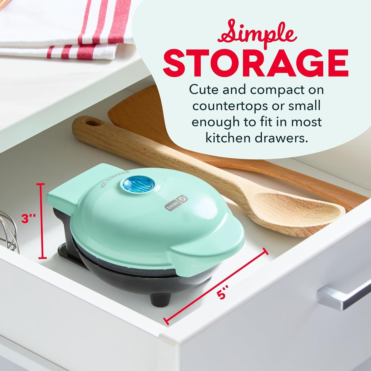 Dash Mini Waffle Maker- Compact Electric Iron for Creative Homemade Tr