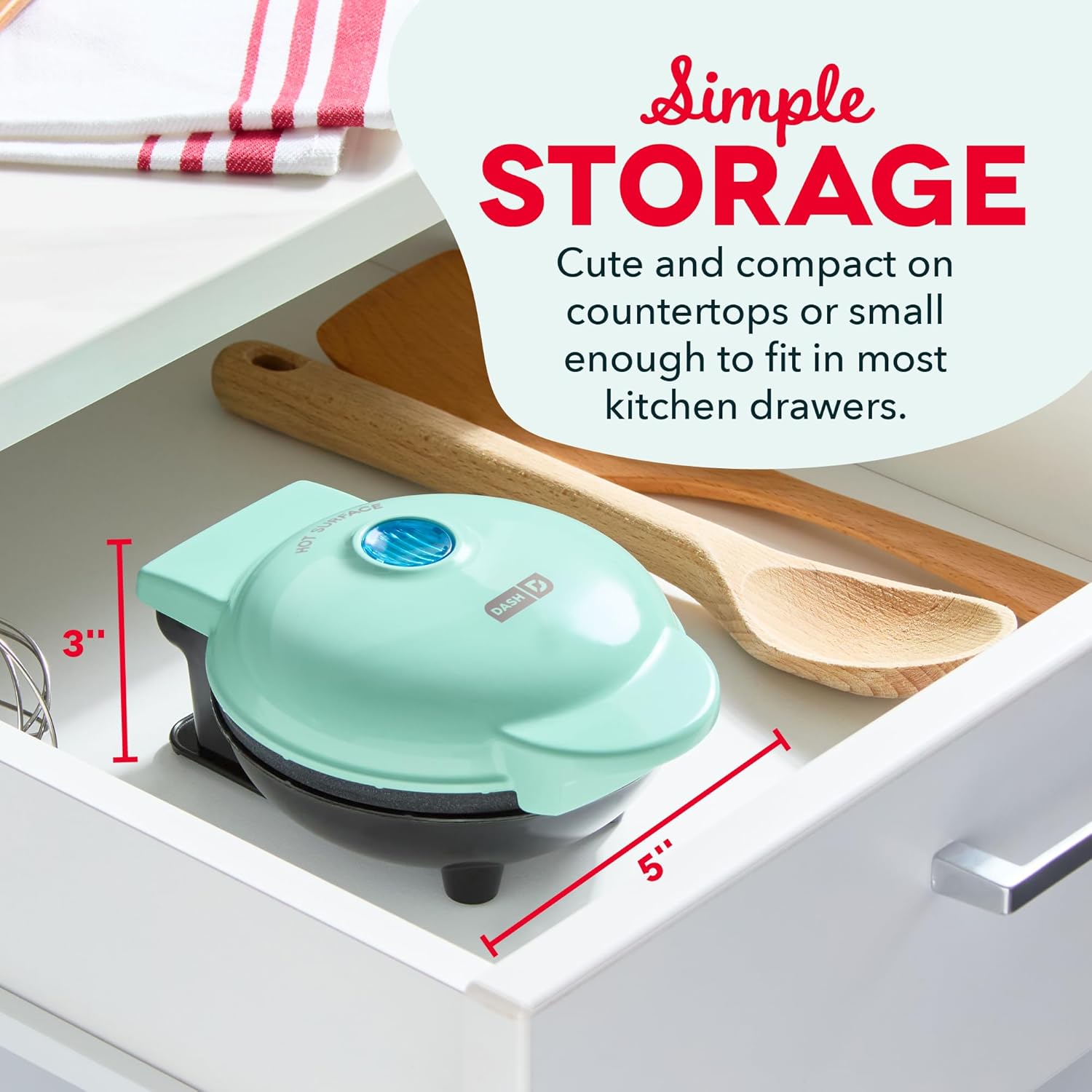 Dash Mini Waffle Maker- Compact Electric Iron for Creative Homemade Tr