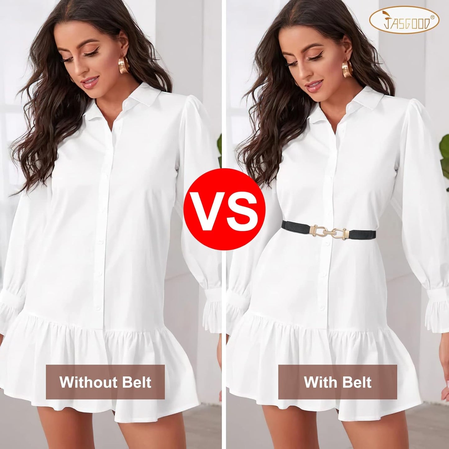 JASGOOD Women Stretchy Waist Belt Retro Elastic Skinny Belt for Ladies