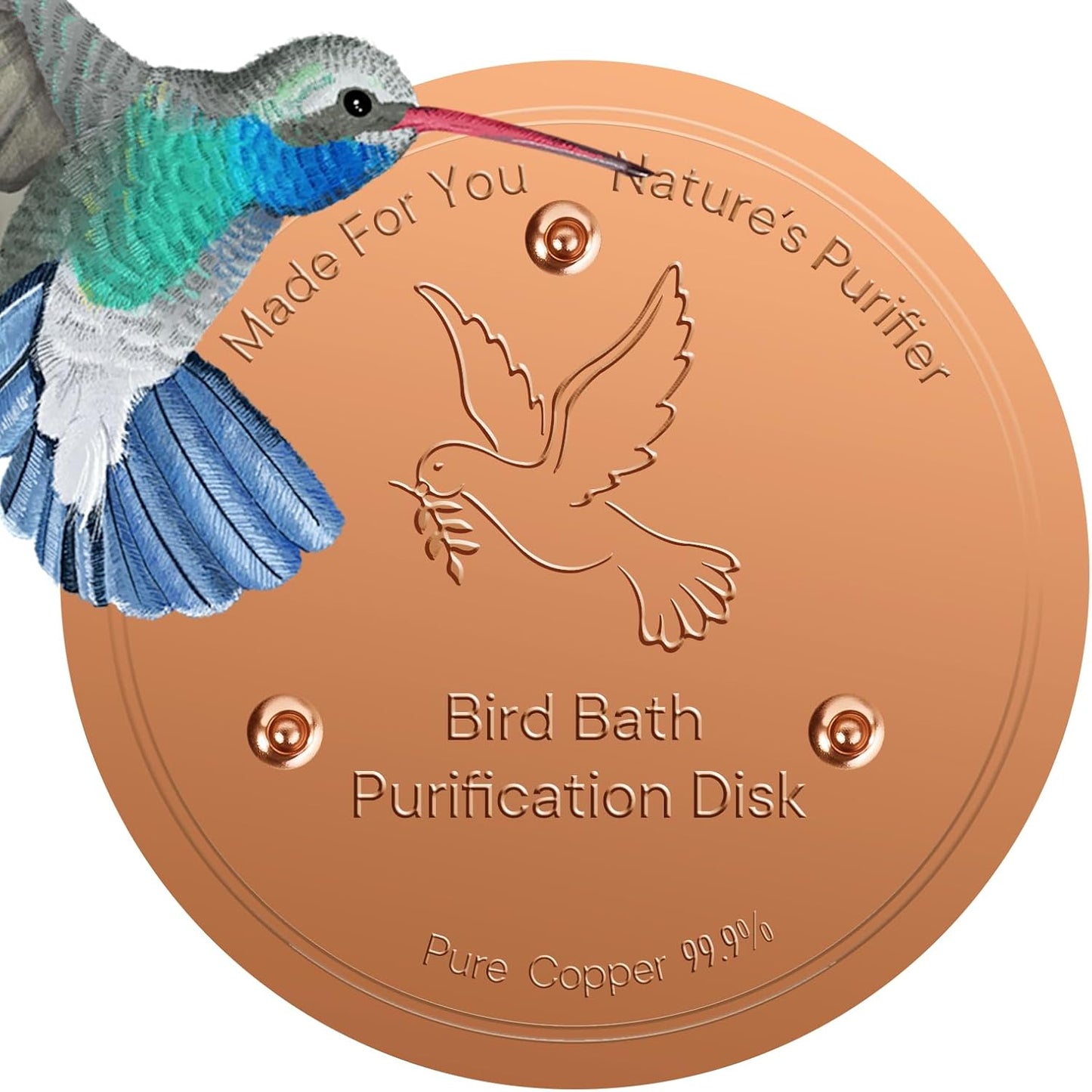 Bird Bath Copper Disc- Reinforced 99.99% Pure Copper Bird Bath Purification Basin with Three-Point Support Providing Physically Safe Clean Water Suitable for Outdoor Bird Baths