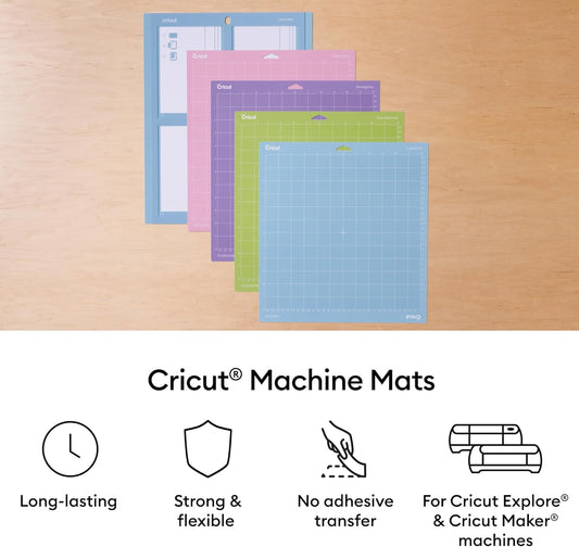 Cricut StandardGrip Machine Mats 12in x 12in, Reusable Cutting Mats for Crafts with Protective Film, Use with Cardstock, Iron On, Vinyl and More, Compatible with Cricut Explore & Maker (3 Count)