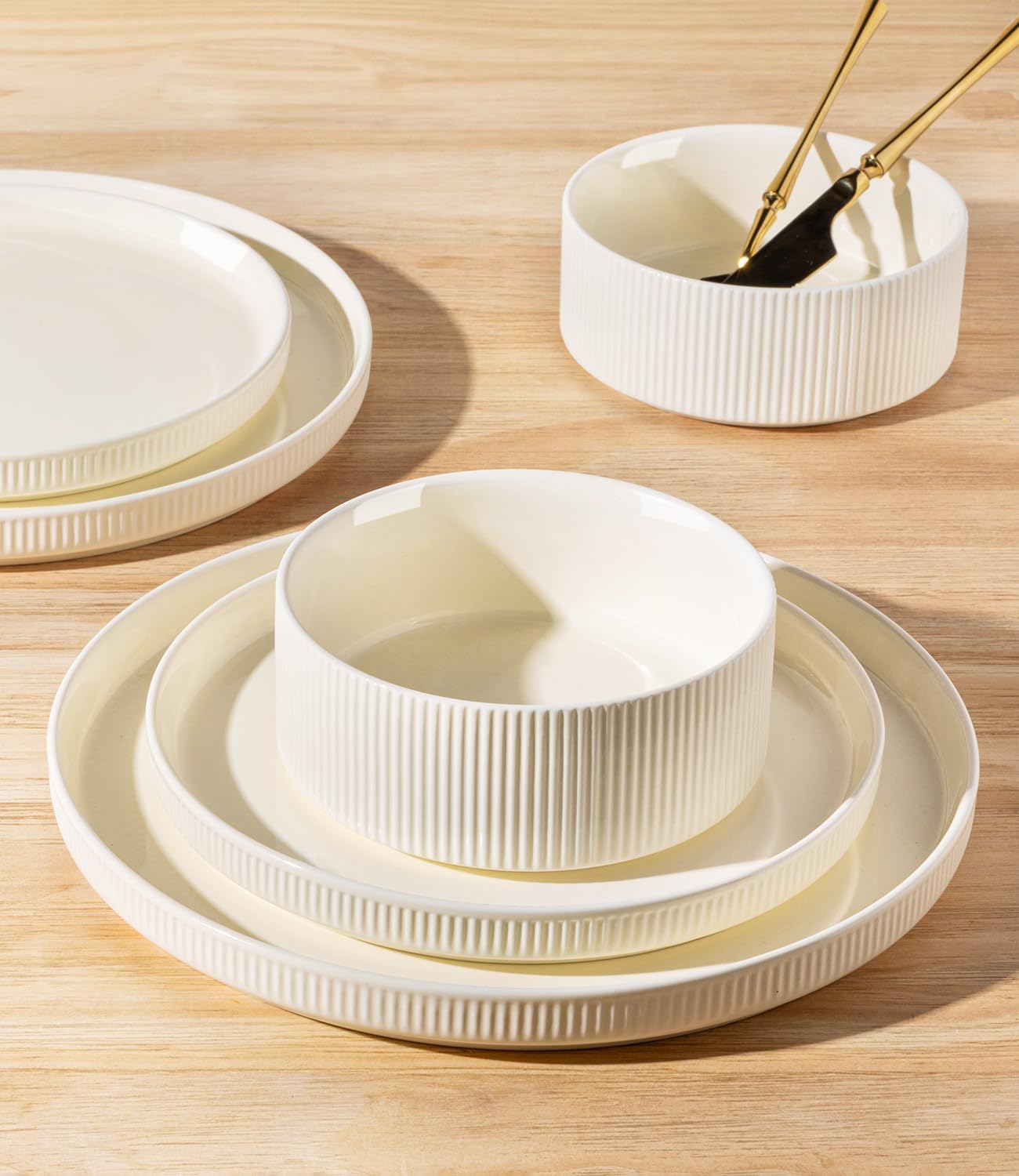 TheTerra Ceramic Dinnerware Sets for 4, 12 Pieces Porcelain Lightweigh
