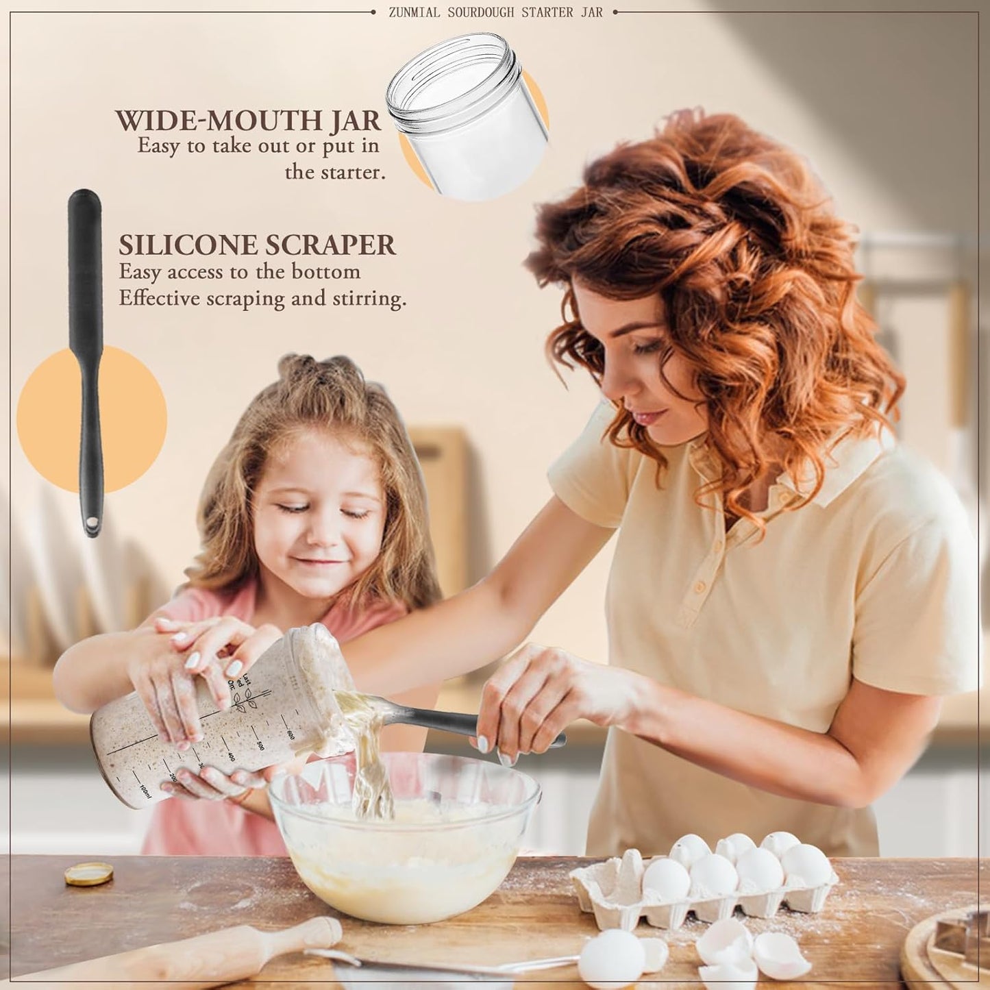 Sourdough Starter Jar, Sourdough Starter Kit with Date Marked Feeding 