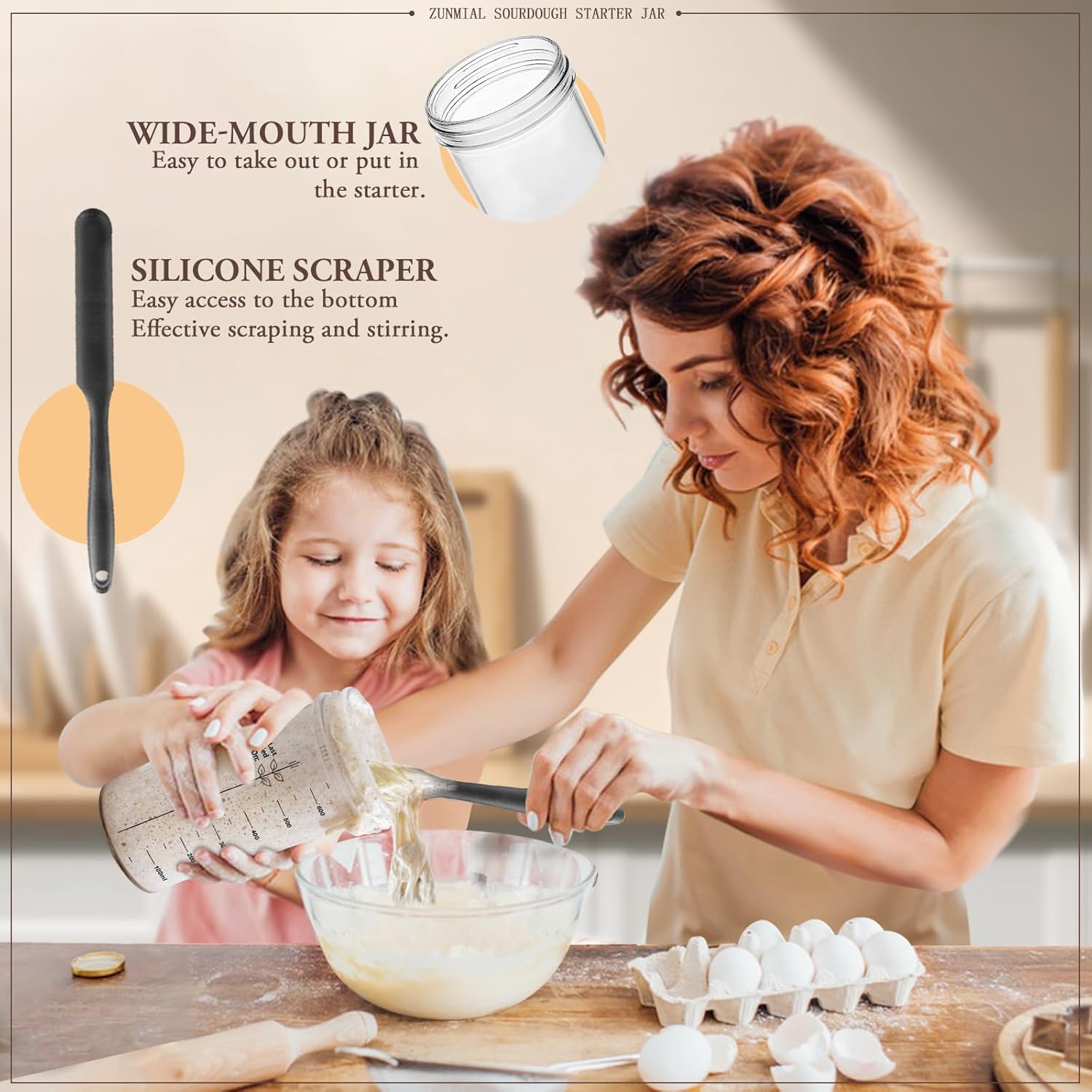 Sourdough Starter Jar, Sourdough Starter Kit with Date Marked Feeding 