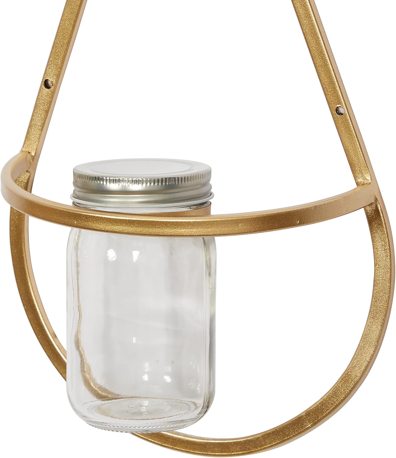CosmoLiving by Cosmopolitan Metal Geometric Wall Planter Hanging Planter with Glass Holder, Set of 3 Plant Hanger 8"W, 17"H, Gold