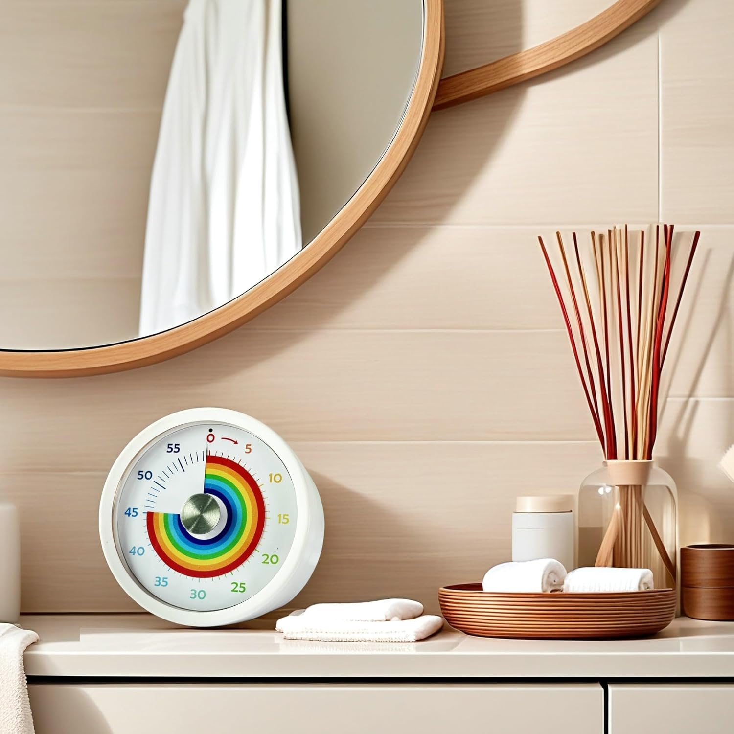 Visual Timer, Kitchen Timer Rainbow Disk 60 Minute Countdown Timer for
