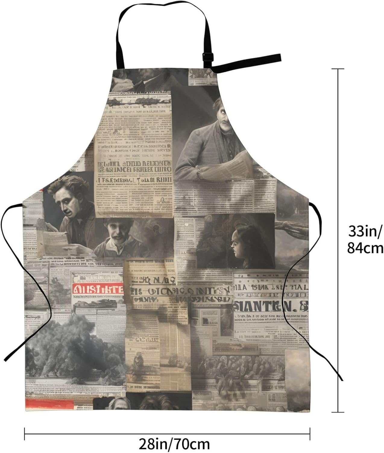 YANYU newspaper hd Print 28x33 In Kitchen Apron Stylish Chef Apron with Pockets for Cooking Baking Painting
