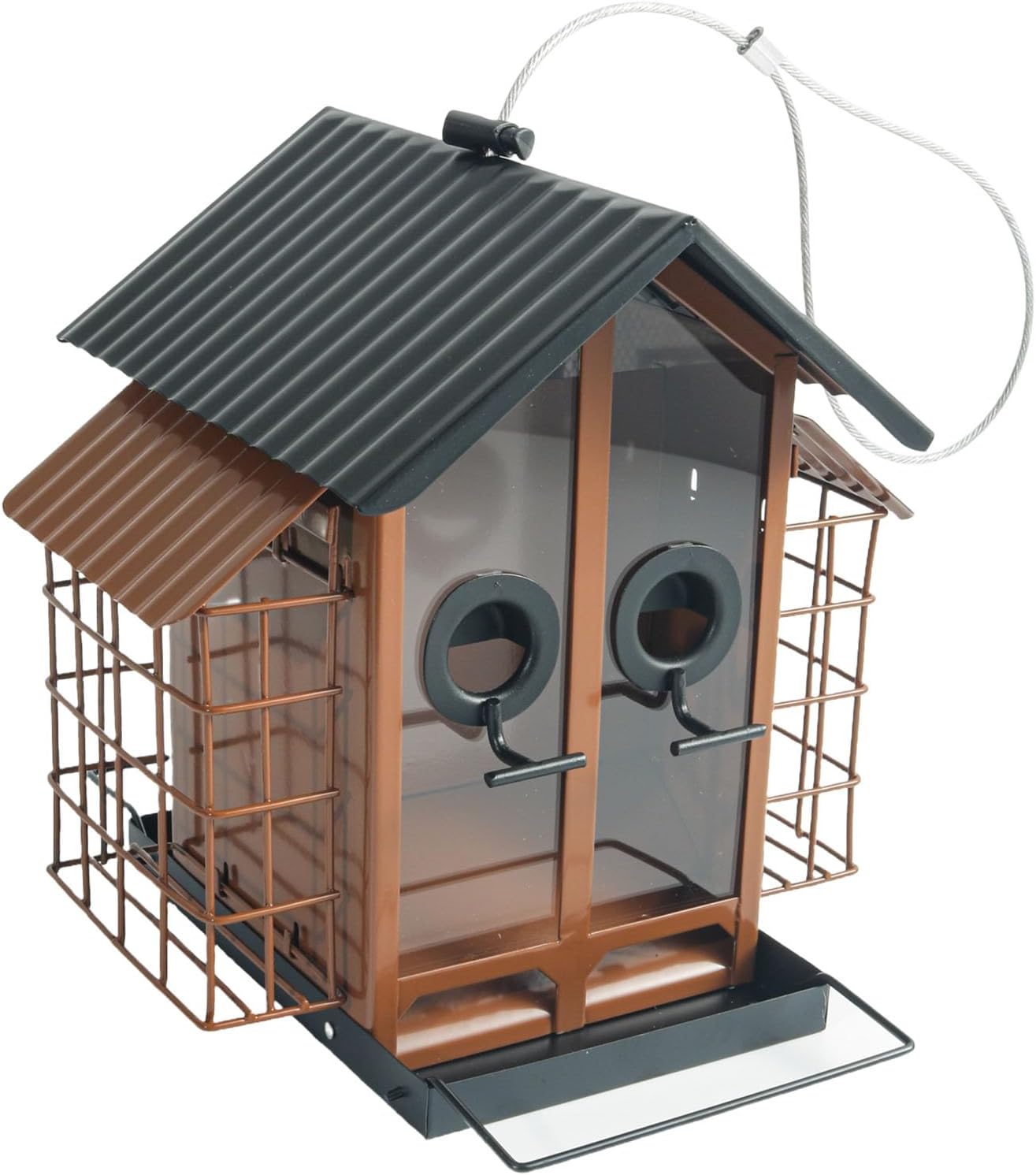 Decorative Outdoor Bird Feeders Squirrels Proof Double Roof Metal Bird Feeders For Wild Birds And Nature Lover
