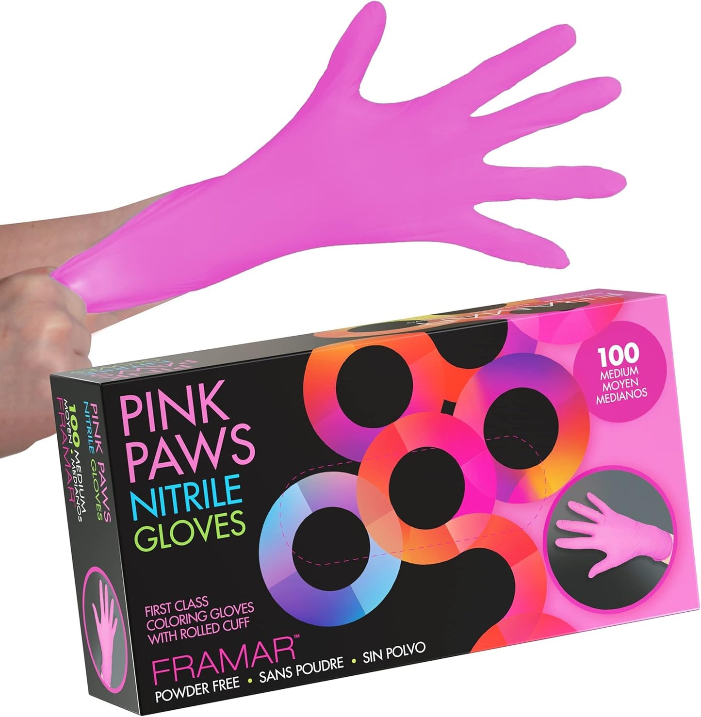 FRAMAR Pink Gloves Disposable Latex Free – Pink Nitrile Gloves Medium,