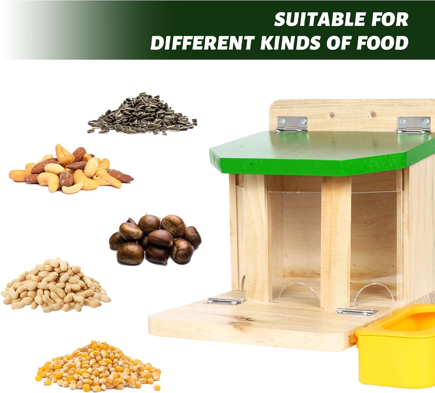 MIXXIDEA Wooden Squirrel Feeders for Outside with Water Bowl, Large Ca