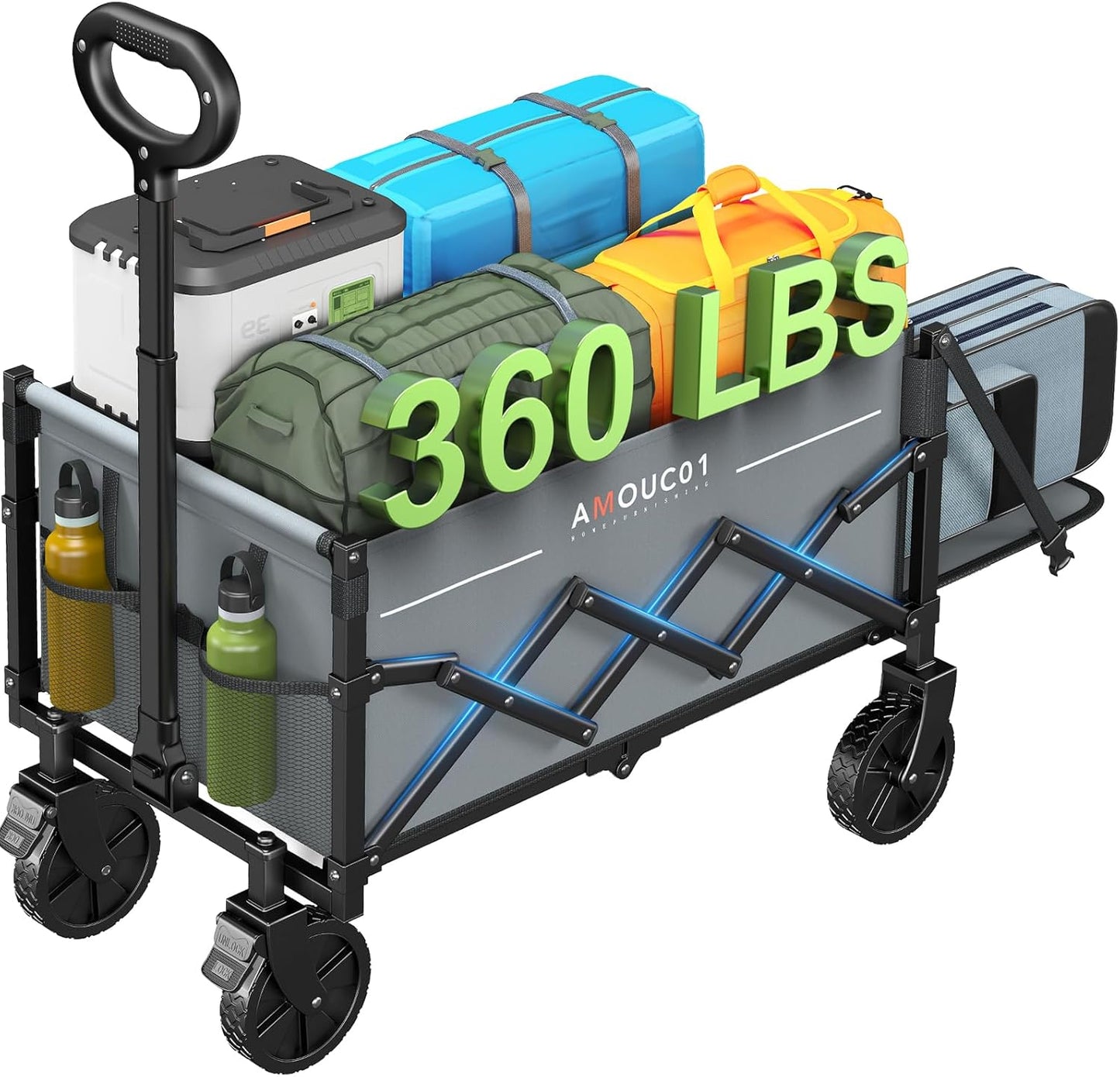 Small Wagon Cart Foldable, Collapsible Wagon with 360 LBS Max Load & E
