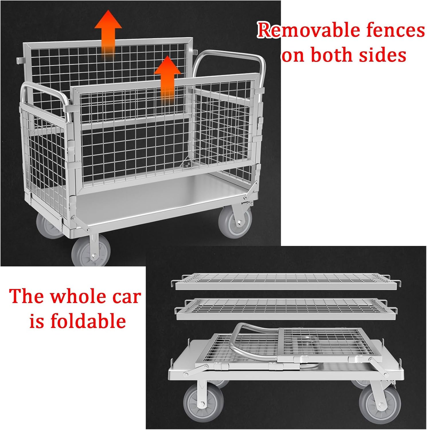 Collapsible Wagon Cart with Wheels Foldable Folding Wagons Carts Silen