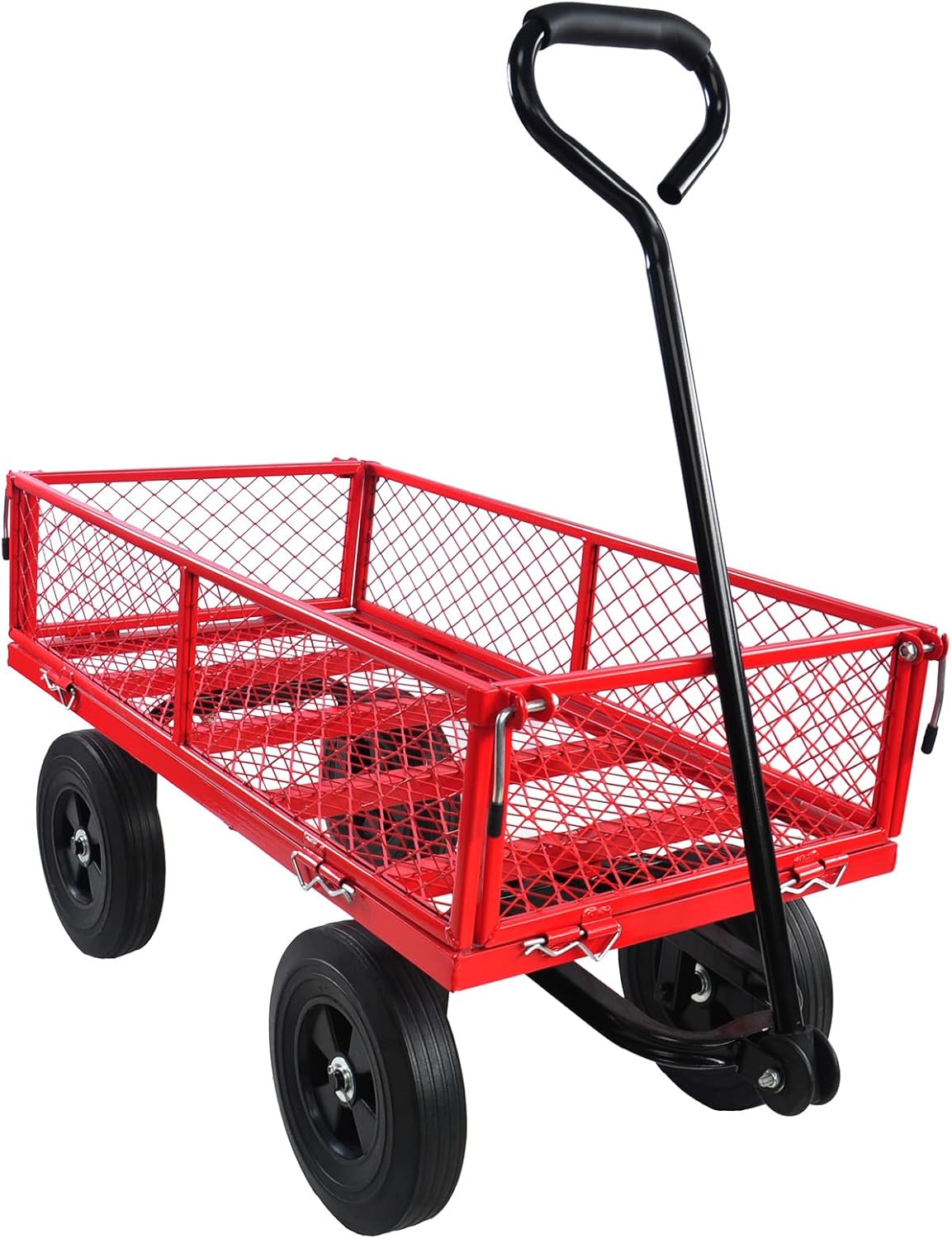 Garden Cart Outdoor Utility Wagon with Solid Wheels Beach Wagon,All Terrain Cargo Wagon with 280lbs Weight Capacity for Beach Garden Kids Children (Green2) (Red2)