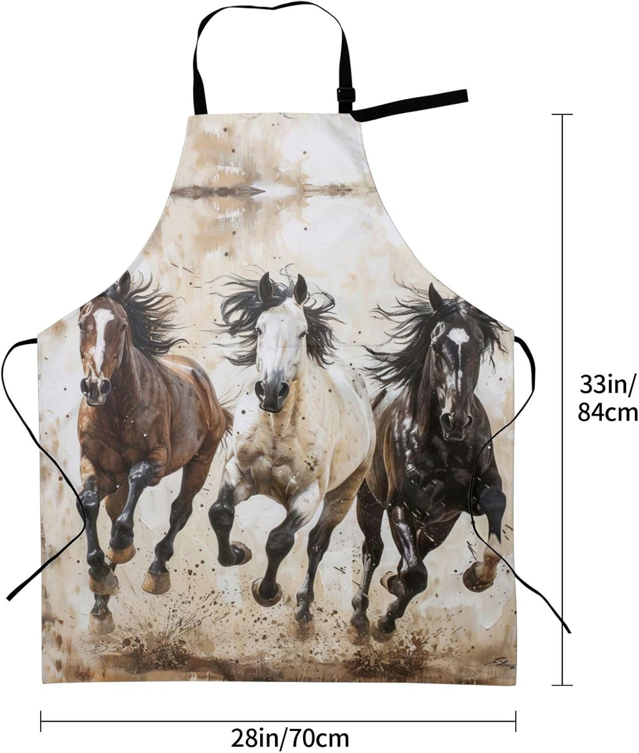 Horses Running Art print Waterproof chef's apron with pocket apron for kitchen cooking baking barbecue and gardening