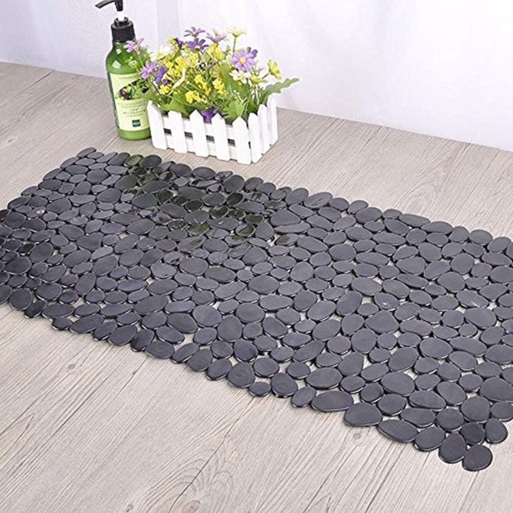 SONGZIMING Non-Slip Pebble Bathtub Mat Black 16 W x 35 L Inches (for S