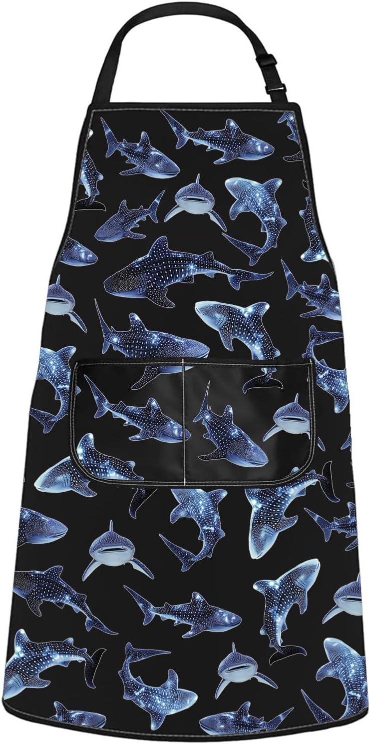 WCGXKO Whale Shark Inspired Kitchen Apron Sea Animal Motivational Gift for Whale Shark Lover