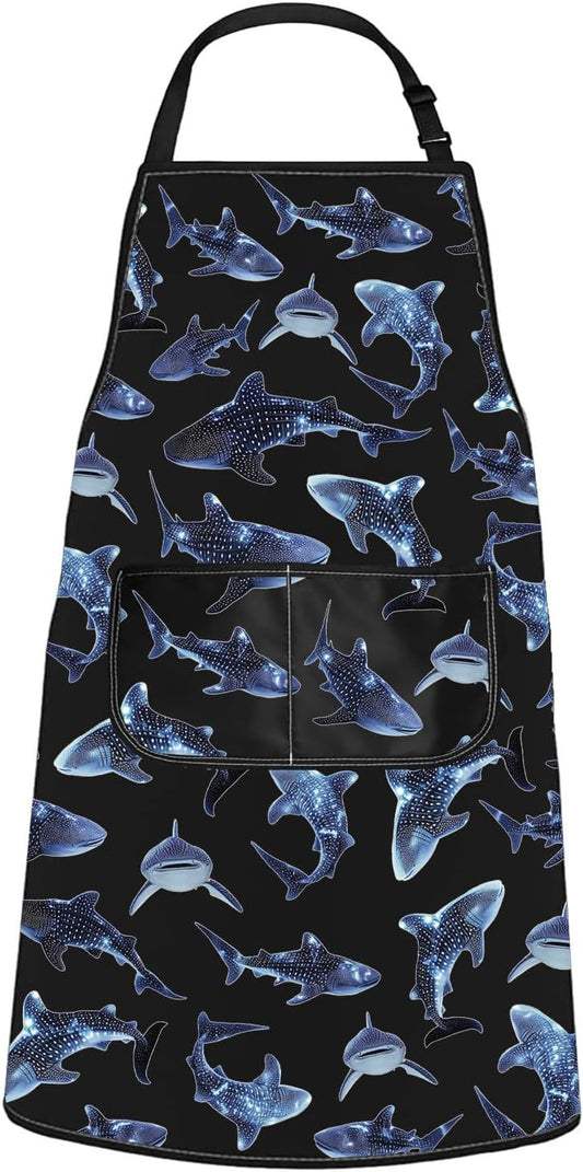 WCGXKO Whale Shark Inspired Kitchen Apron Sea Animal Motivational Gift for Whale Shark Lover