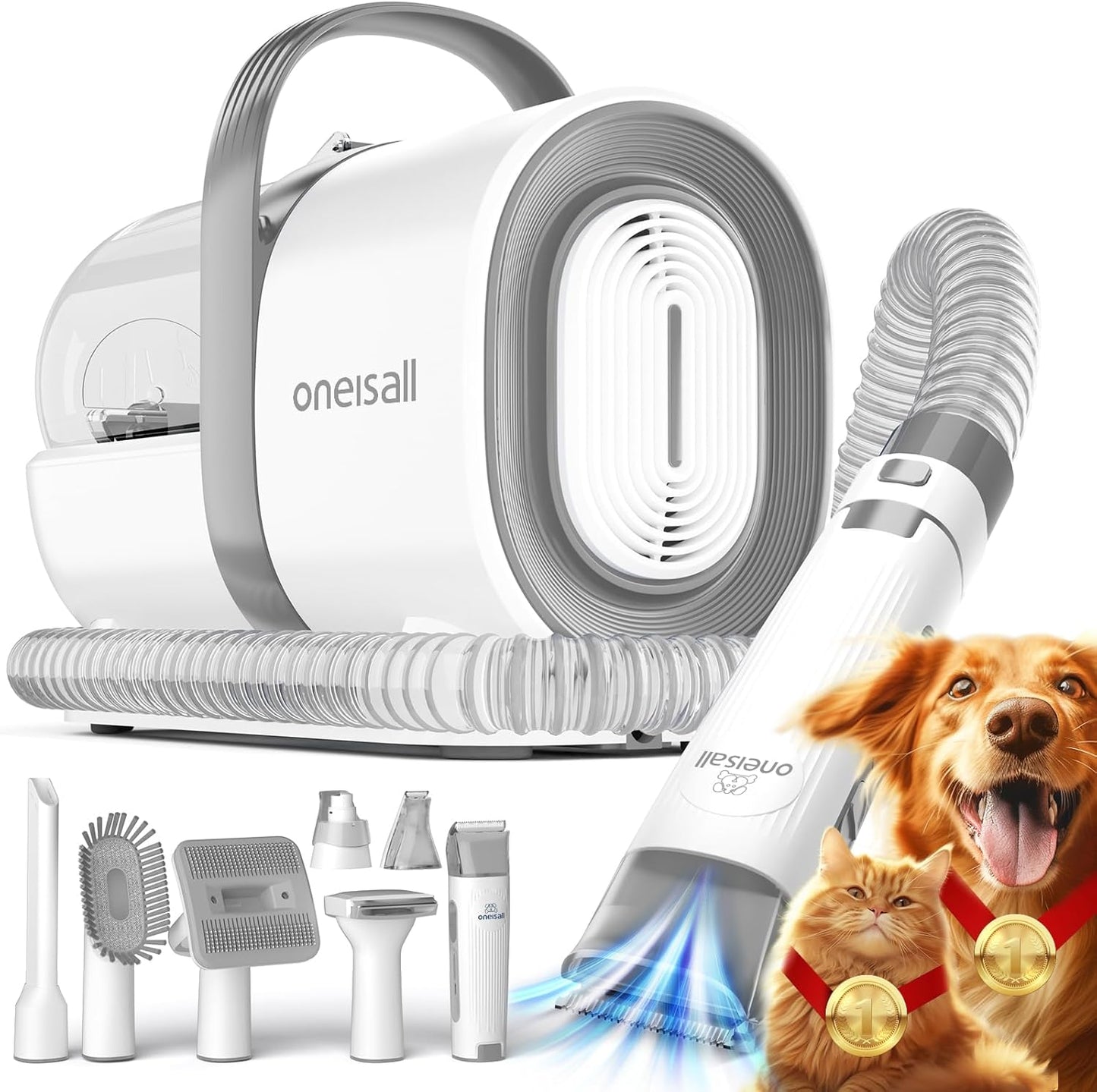 oneisall Dog Grooming Vacuum, Pet Grooming Vacuum with Clipper Nail Gr
