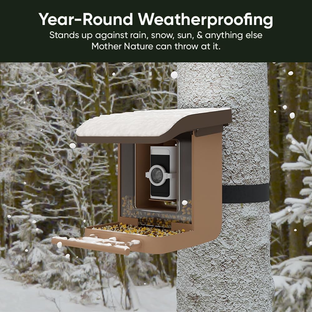 Bird Feeder Camera Case Compatible with Battery Cam Pro, Wyze Cam Outdoor v1/v2, Wyze Camera v4/v3/v3 Pro, 5 DIY Mounting Methods, with a Macro Lens (Solar Panel/Camera NOT Included), Brown