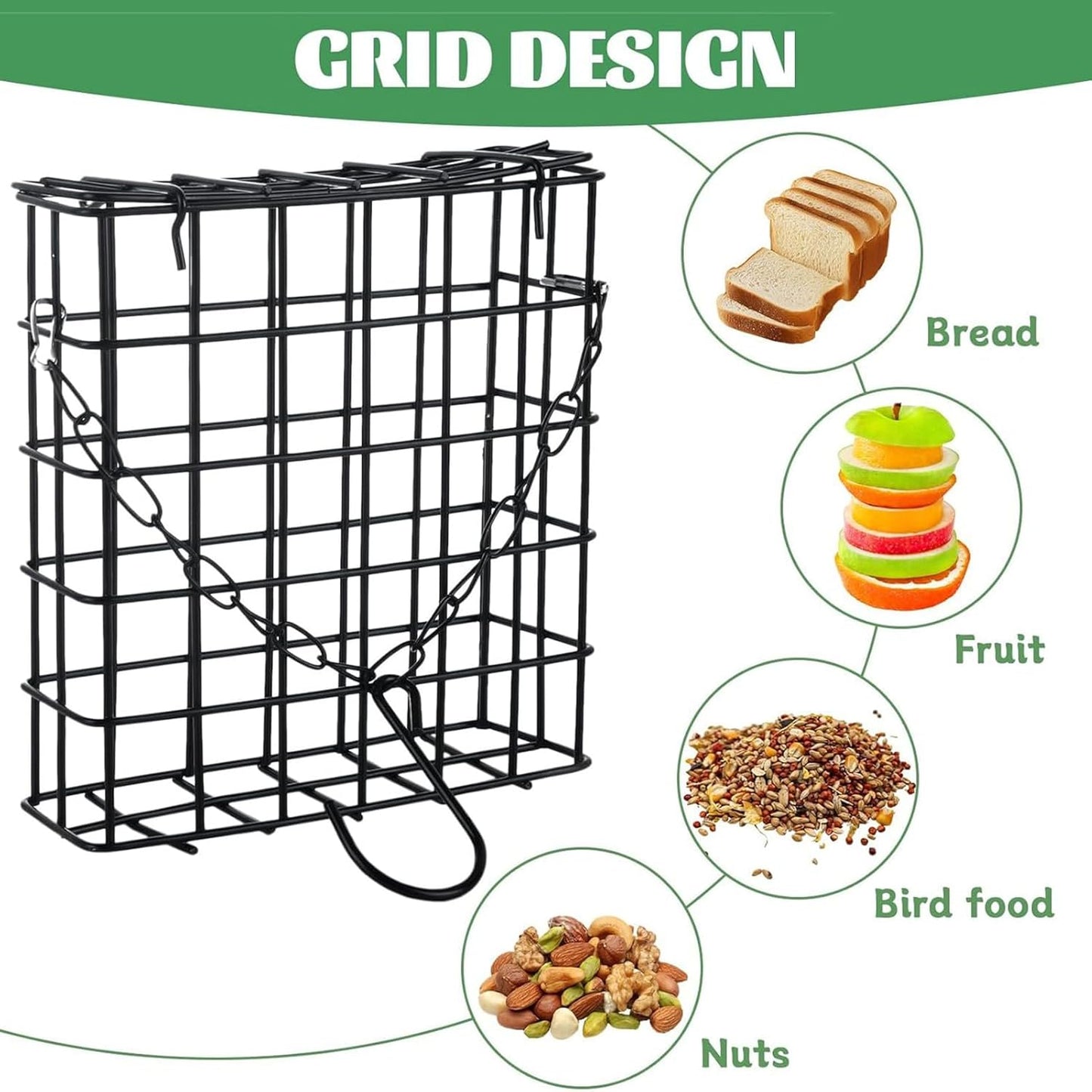 Wire Mesh Bird Feeder, Suet Cage Dispenser, Hangable Feeders with Sturdy Design, Outdoor Feeding Accessory, Patio Garden Feeder with Practical Style, Backyard Tool for Lawn Balcony