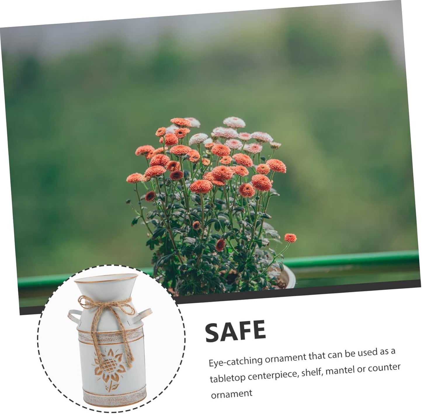 Milisten Vintage Style Metal Flower Pot Round Decorative Vase for Home