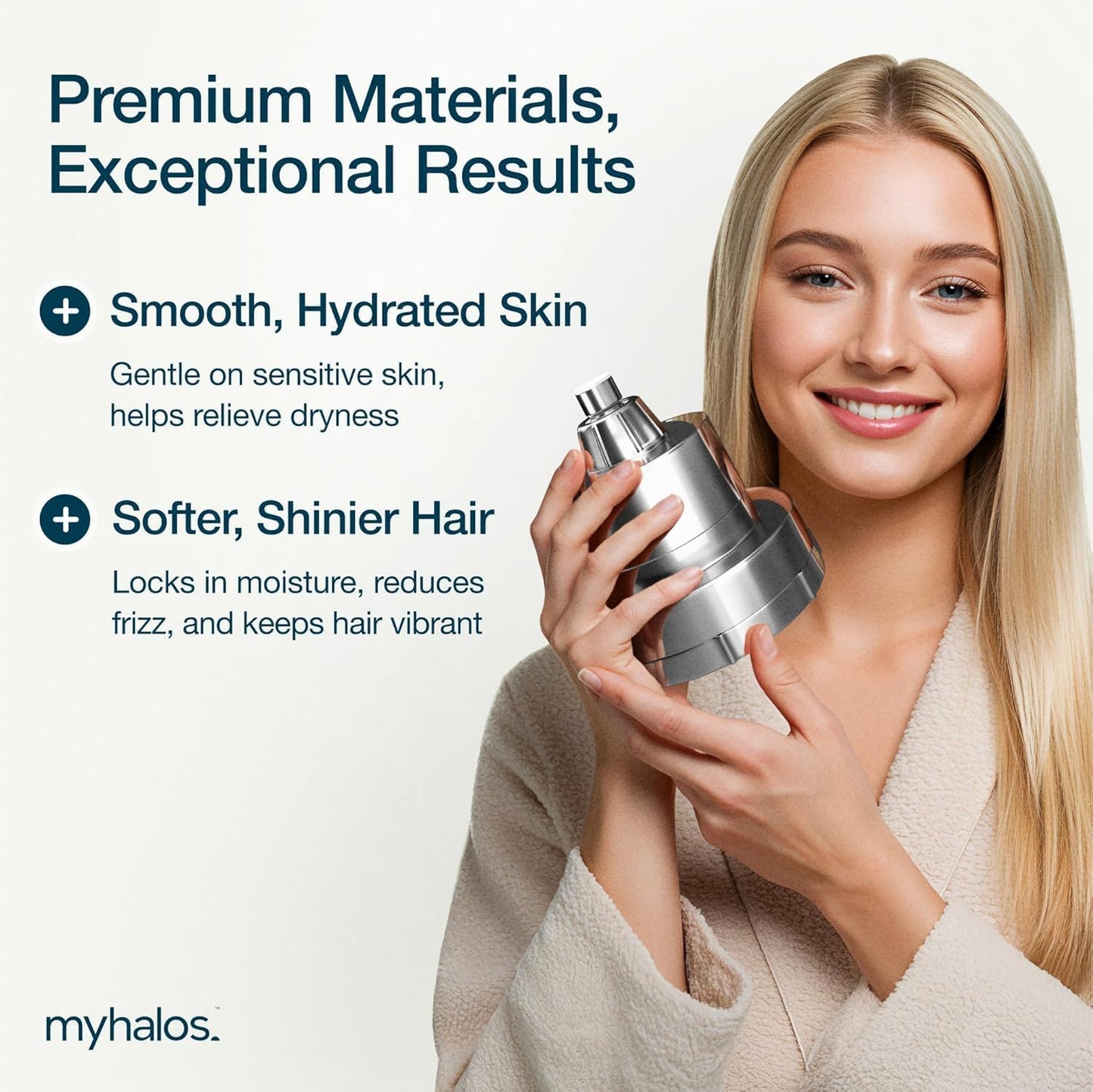 MyHalos® Filtered Shower Head for Hard Water Filter - High Pressure, Removes Chlorine - Shower Head Filter for Hard Water Softener Showerhead, Easy Install, For Hair & Skin, Filtering (Chrome)