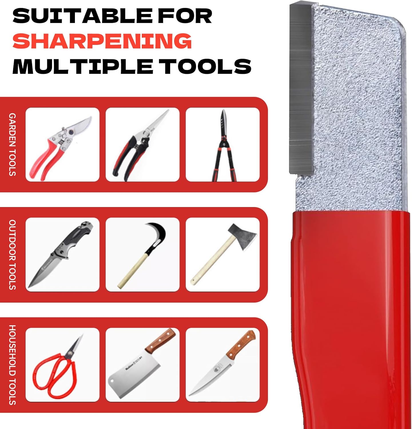 Portable Knife Sharpener, Multipurpose Handheld Blade Sharpener for Knives, Scissors, Garden Tools, Pruners, Hedge Shears - Compact and Durable with Protective Cover - 4 Pcs