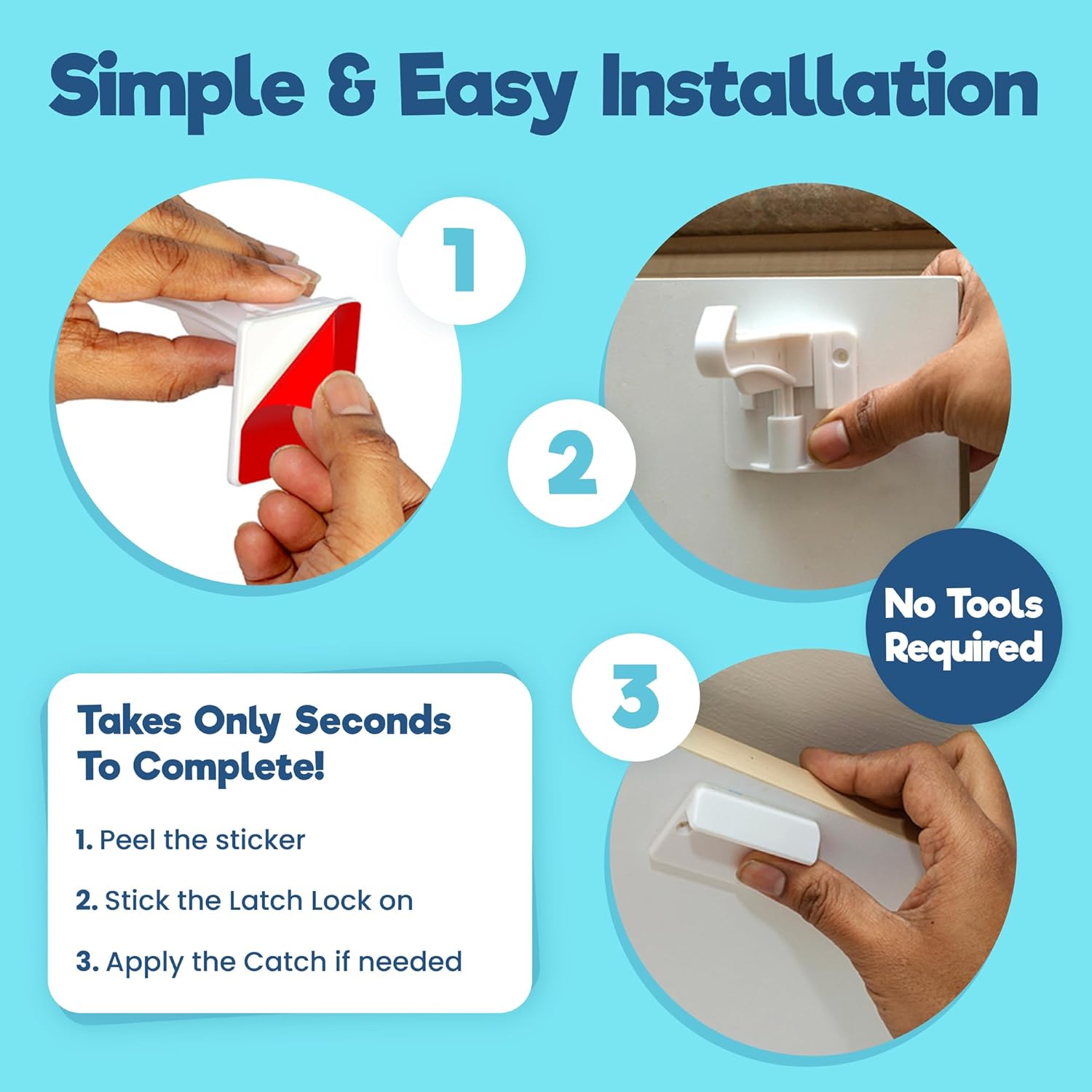 Upgraded Invisible Baby Proofing Cabinet Latch Locks (10 Pack) - No Dr