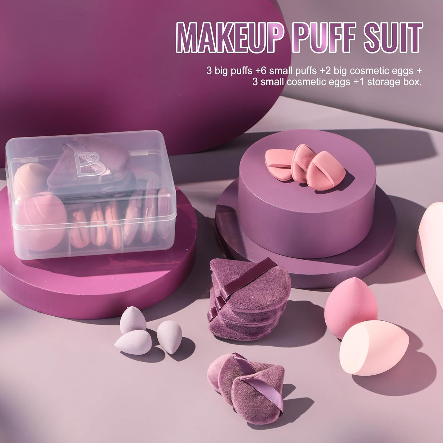 Makeup Sponge Set BS-MALL Triangle Puff 14 Pcs for Liquid, Cream, and 