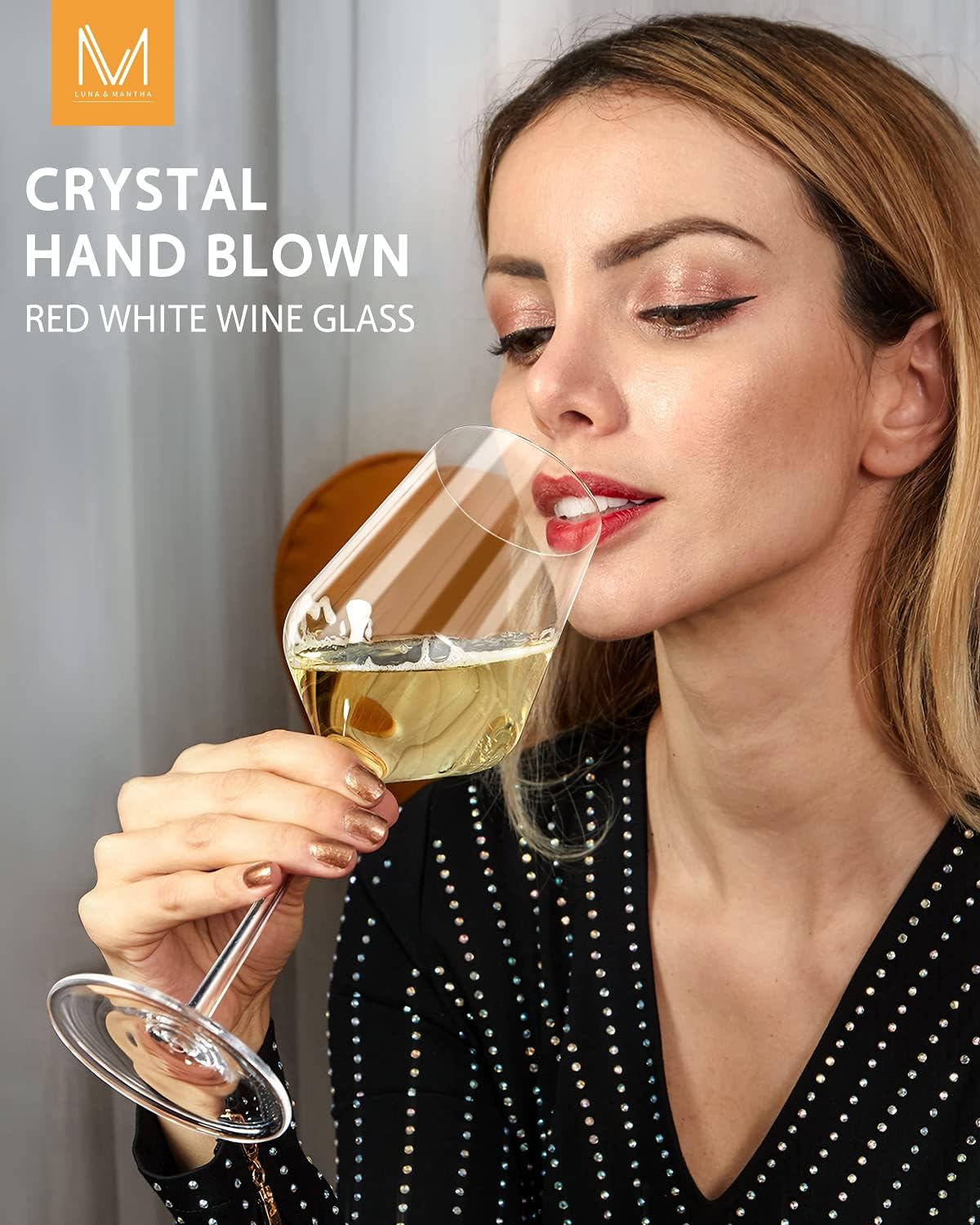 Red Wine Glasses Set of 4, Premium Crystal Wine Glasses Hand Blown,15 