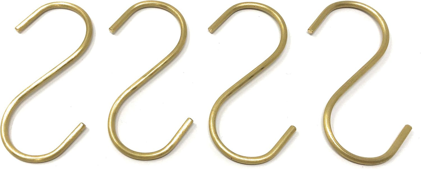 Brass S Hooks Made from Heavy Duty Solid Brass for Hanging Kitchen Pot