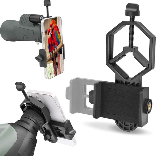 Alstar Universal Cell Phone Adapter Mount Support Binocular Monocular Spotting Scope Telescope and Microscope Optical Device - Black