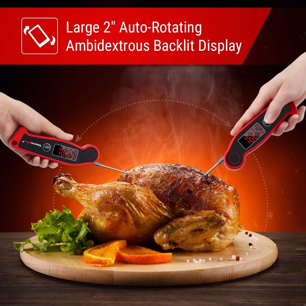 ThermoPro TP19 Waterproof Digital Meat Thermometer for Grilling with Ambidextrous Backlit & Thermocouple Instant Read Kitchen Cooking Food Thermometer for Candy Water Oil BBQ Smoker Fathers Day Gift