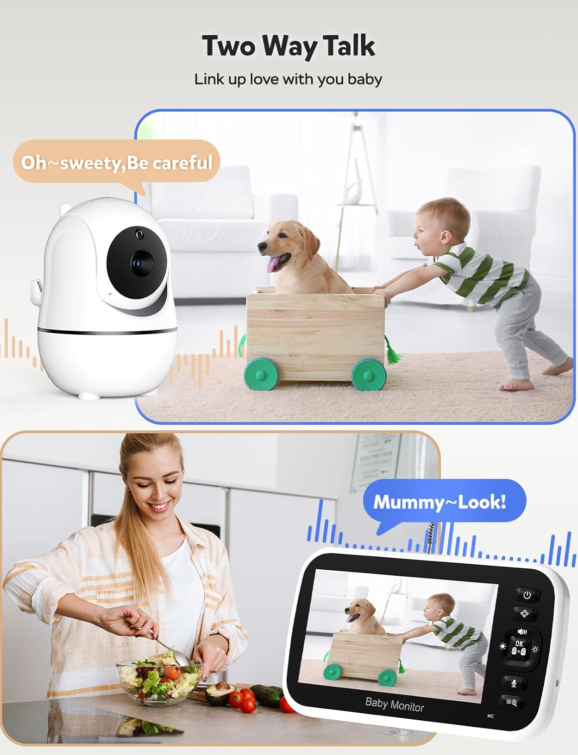 GoodBaby Baby Monitor with Camera and Audio - No WiFi, Remote Pan-Tilt