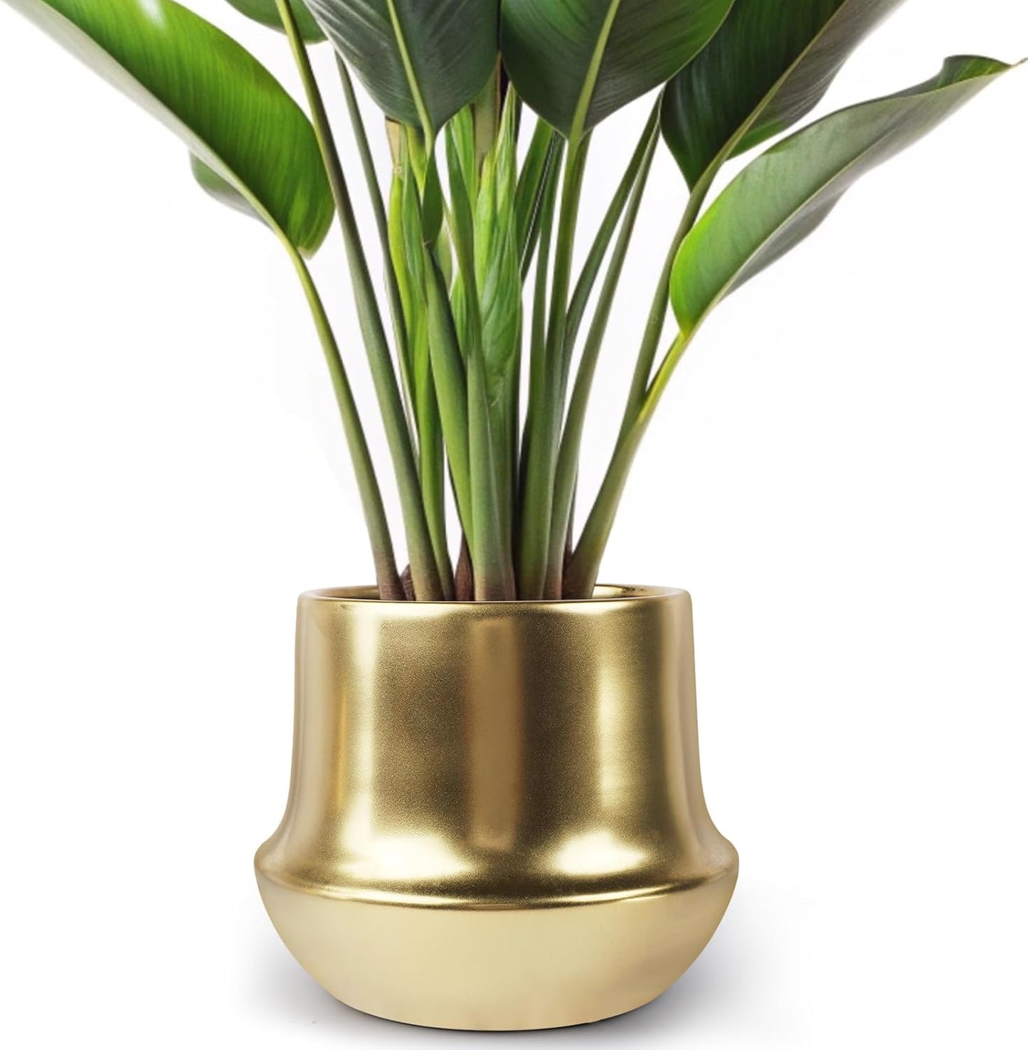 Gold Planter Pot Indoor Ceramic Flower Pots Modern Decorative Large Plant Pot 7.1 inch Gold Brass Planter for All House Plants,Succulents,Flowers and Cactus