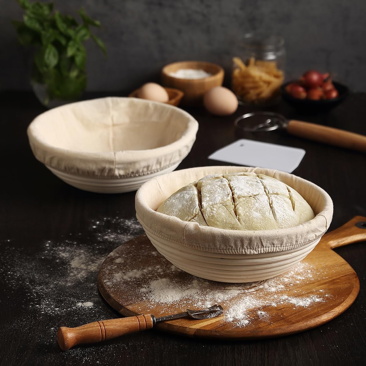 Saint Germain Bakery Premium Round Bread Banneton Basket with Liner - 