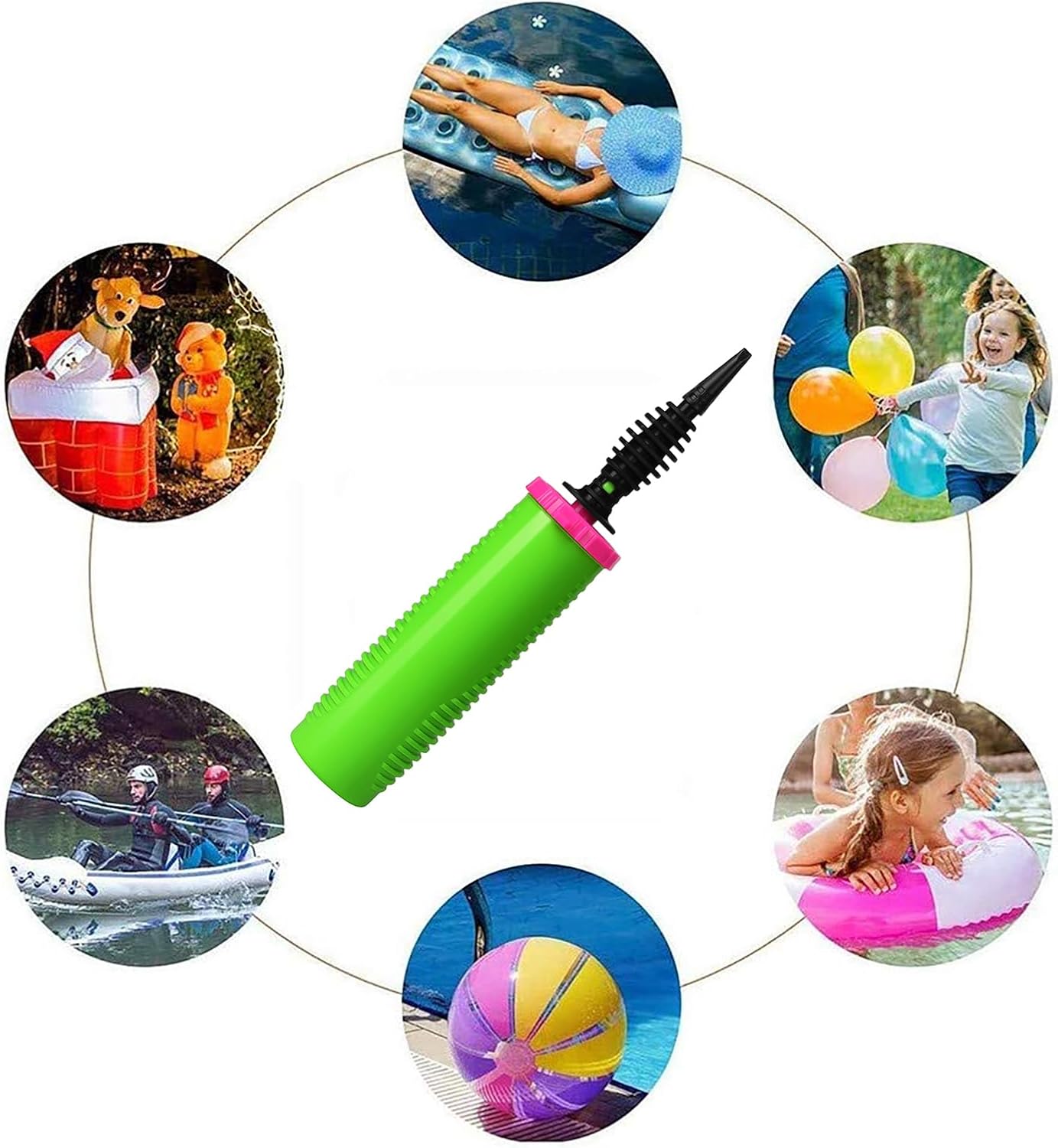 Balloon Pump Hand Two-Way Dual Action inflate 2Pack and Balloon Tying Tool in One, Handheld Air Pump Portable Manual Balloons Inflators for Party with Extra Accessories (Green)