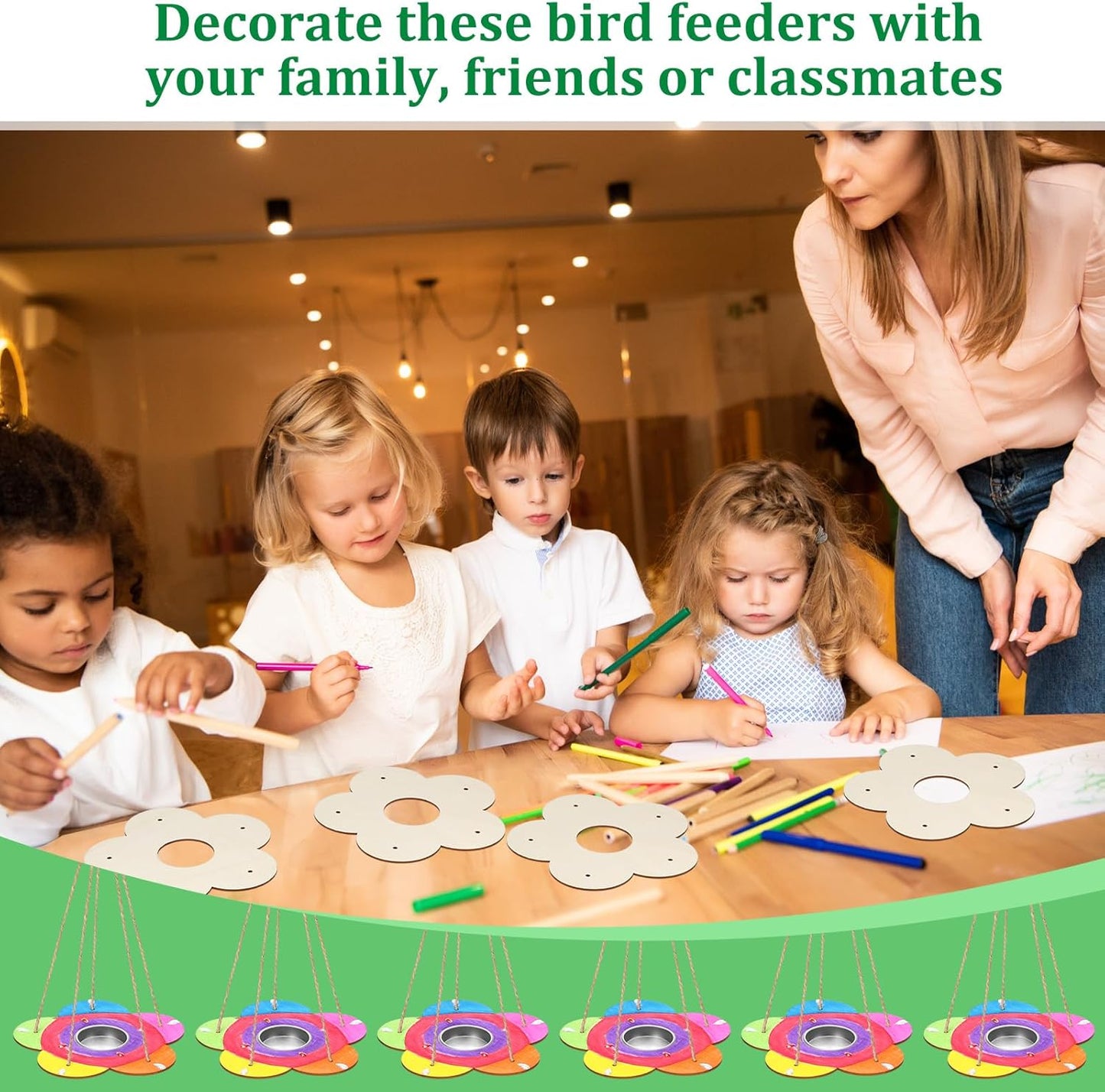 DoubleFill 60 Pcs Bird Feeder Craft Kits for Ages 3-8 Arts and Crafts DIY Wooden Painting Kits Outdoor Toys Party Favor Gifts