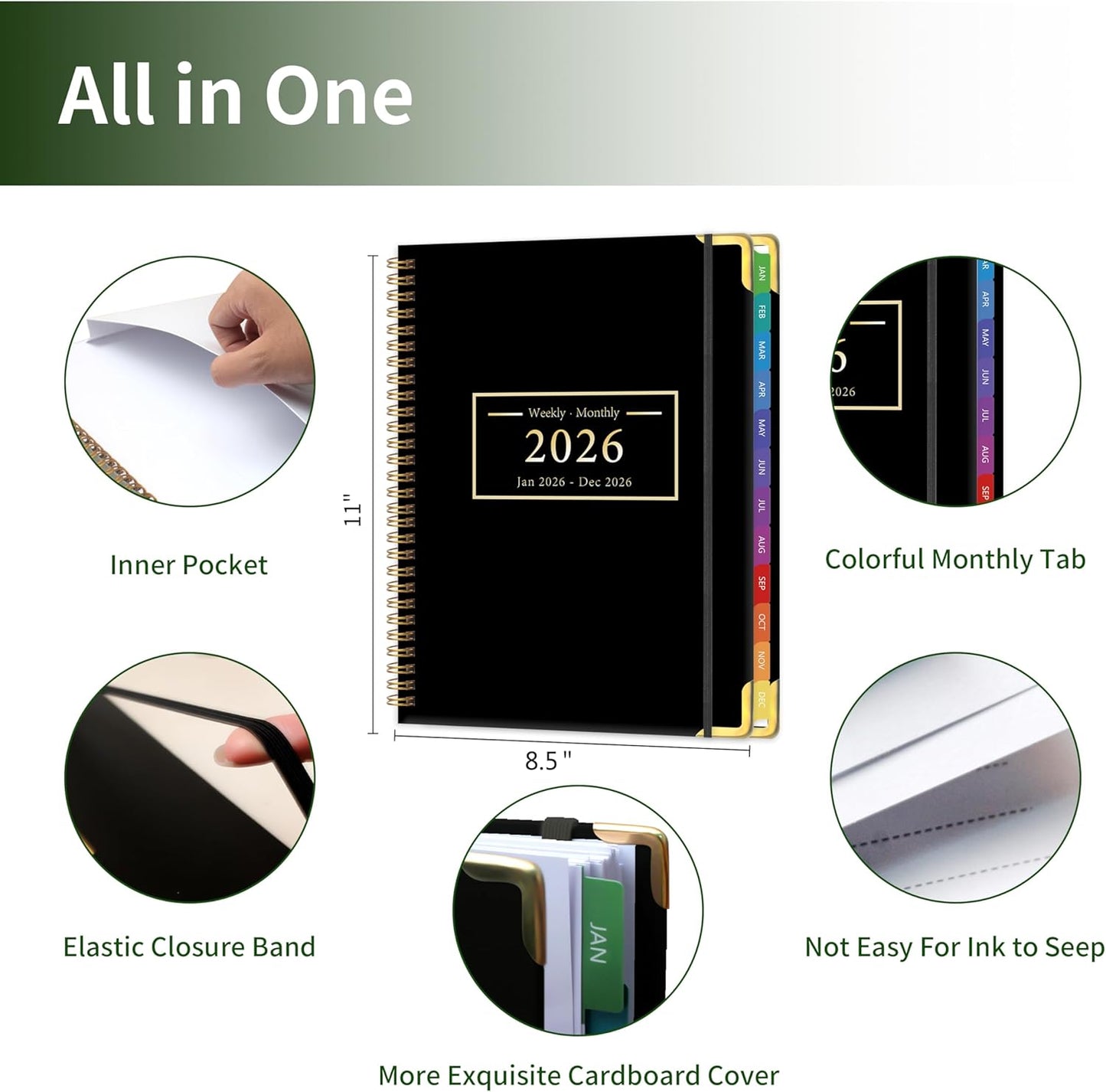 Planner -2026, Hardcover Weekly & Monthly Calendar Planner, January 20