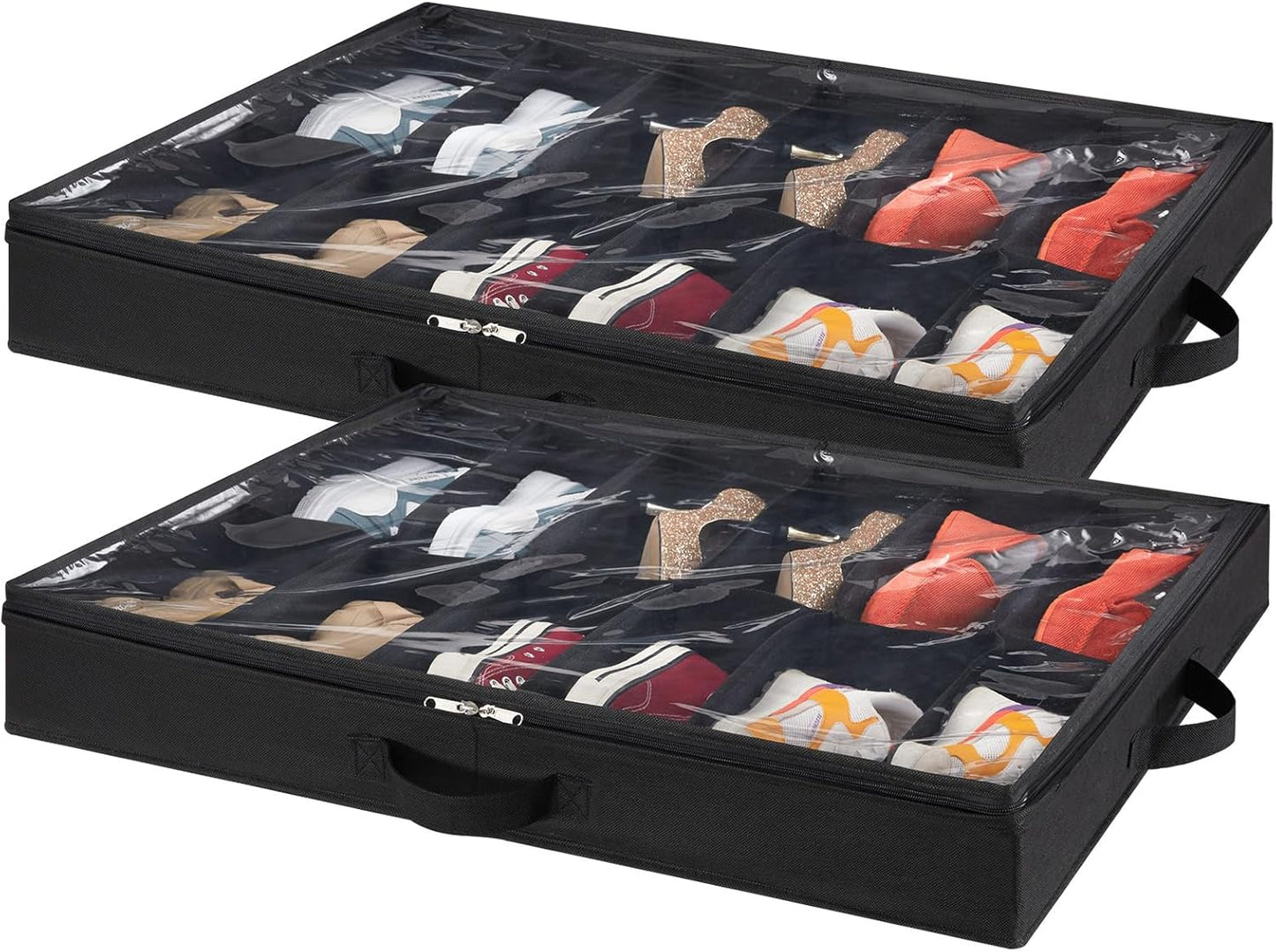 Lifewit Under Bed Shoe Storage Organizer Set of 2, 4.3 Inches Tall Low