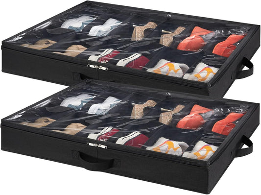 Lifewit Under Bed Shoe Storage Organizer Set of 2, 4.3 Inches Tall Low