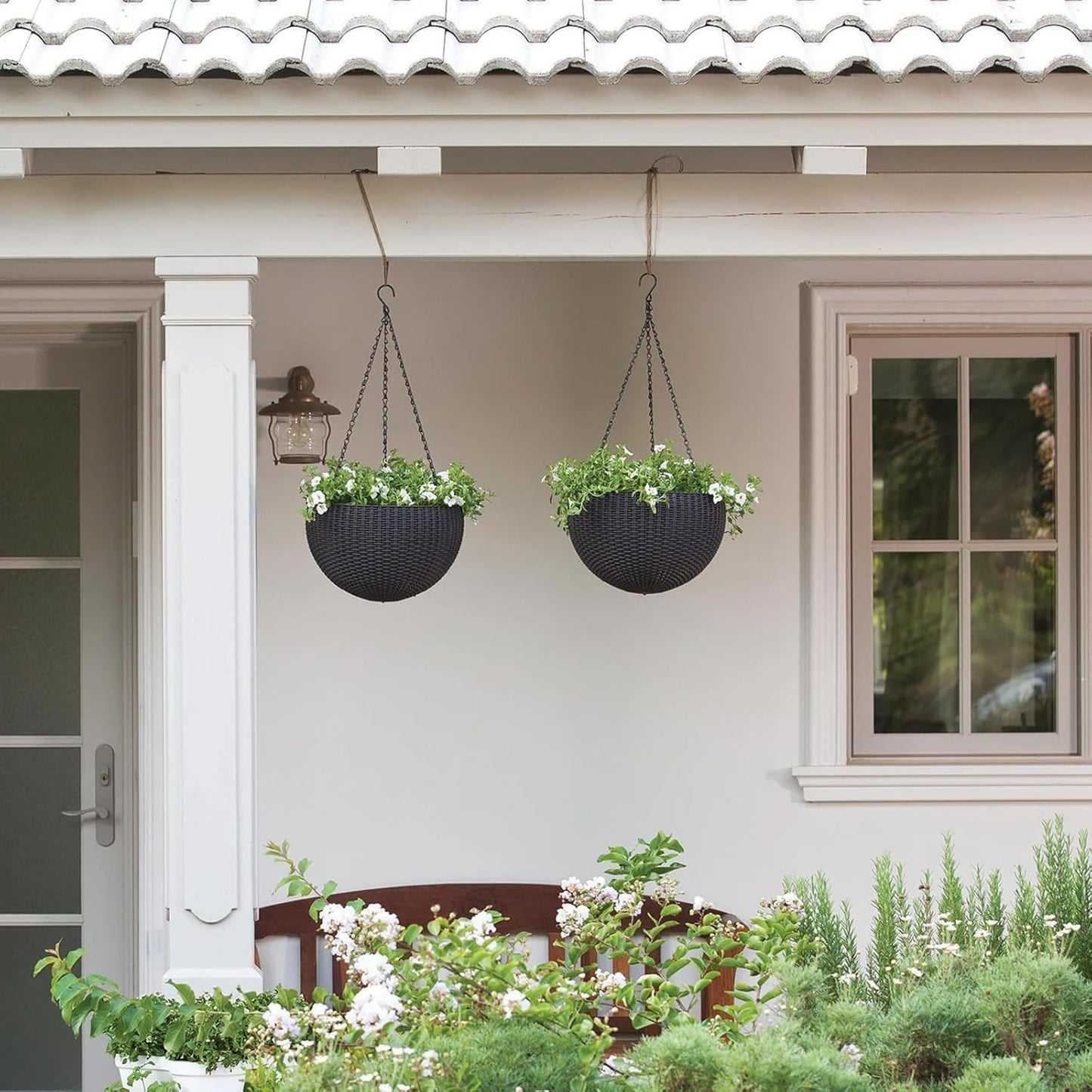KEILEOHO 2 Pack Black Metal Hanging Chains, 312 Inch Hanging Basket Chain with Hang Buckles S Hooks for Bird Feeder, Picture, Wind Chimes, Lanterns, Wind Chimes, Planters, Outdoor Indoor Decor